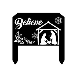 Nativity Believe Holiday Metal Sign christmas Front Door Decor Outdoor Decor Holiday Decor Living Room Decor Entryway Decor Decorations