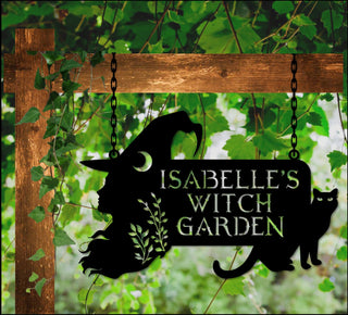 Hanging Witch Sign Witch Garden Sign Custom Metal Herb Garden Sign Magic Garden Sign Gift For Witches Witch Housewarming Decorations