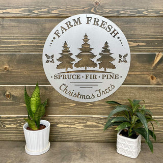 Farm Fresh Christmas Tree Sign Cut Metal Sign Metal House Sign Decorations