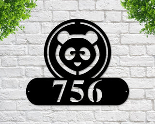 Panda Address Sign Panda Metal Sign Metal Panda Sign Panda Decor Panda Address Signs House Number Plaque Address Plaque Metal Signs Decorations