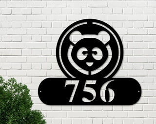 Panda Address Sign Panda Metal Sign Metal Panda Sign Panda Decor Panda Address Signs House Number Plaque Address Plaque Metal Signs Decorations