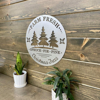 Farm Fresh Christmas Tree Sign Cut Metal Sign Metal House Sign Decorations