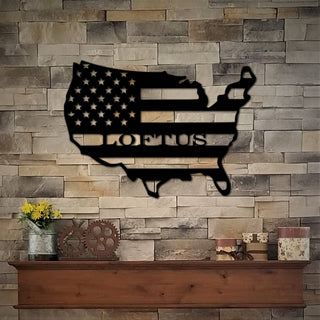 American Flag Metal Sign With Last Name Usa Flag U.s. Flag Family Name Sign Patriotic Gift Military Gifts 4th Of July Art Decorations