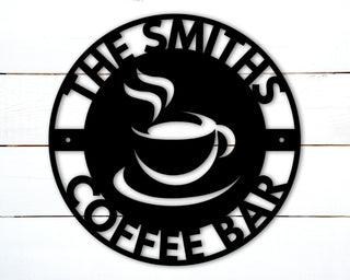 Personalized Coffee Bar Sign Coffee Bar Decor Kitchen Sign Custom Coffee Sign Kitchen Wall Decor Coffee Bar Ideas Metal Coffee Sign Decorations