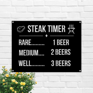 Steak Timer Metal Beer Lover Sign Home & Bar Decor For Garage Man Cave Craft Breweries Pubs Taverns Saloons And Restaurants Backyard Sign Decorations