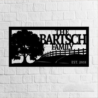 Oak Tree Sign Ranch Land Sign Family Name Sign Steel Sign Wreath Family Tree Sign Welcome Sign Oak Tree Art Entrance Decorations