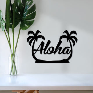 Metal Aloha Sign With Palm Trees Housewarming Gift Hawaiian Decor Front Door Hanger Entryway Sign Live Aloha Decorations