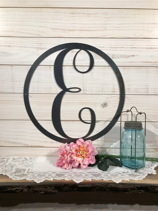 Large Circle Monogram Door Hanger 35 Inch Wreath Alternative Decorations