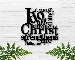 I Can Do All Things Through Christ Wall Decor Scripture Custom Bible Religious Philippians 4:13 Bible Verse Sign Decorations