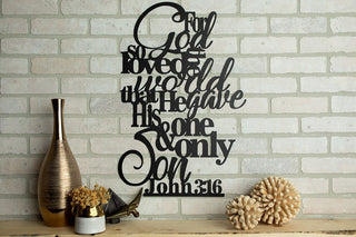 For God So Loved The World Metal Art Verse Wall Decor Cut Metal Sign Wall Metal Art Decorations