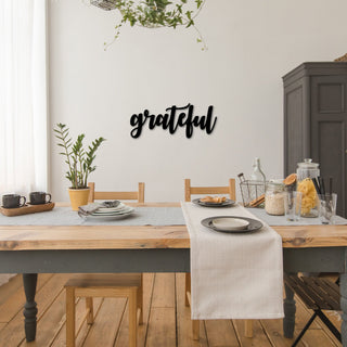 Grateful Sign Metal Word Art Thick Words Steel Script Words For The Wall Cursive Grateful Word Living Room Decor Kitchen Sign Decorations