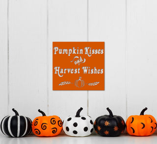 Fall And Pumpkin Sign Metal Wall Decor Pumpkin Kisses And Harvest Wishes Sign Pumpkin Decor Fall Signs For Kitchen And Living Room Decorations