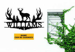 Personalized Deer Hunting Metal Sign Deer Sign Hunting Monogram Farmhouse Sign Family Name Sign Man Cave Hunter Gift Gift For Him Decorations