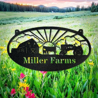 Farm Cows Oval Monogram Cut Metal Sign Metal House Sign Decorations