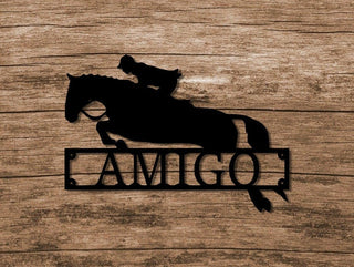 Custom Metal Stall Sign Jumping Horse Sign Personalized Stall Plaque Decorations