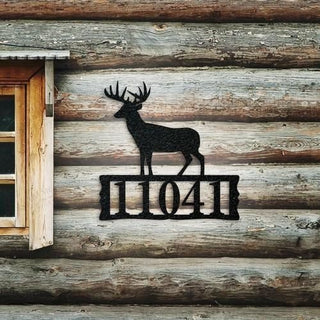 Deer Address Sign Deer Sign Address Plaque Metal Address Signs Custom Address Signs Outdoor House Number Signs Cut Metal Sign Metal House Sign Decorations