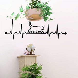 Metal Wall Decor Ekg Cat Cat Decor Living Room Decoration Wall Hangings Cat Lover Gift Ekg Rhythm Geometric Cat Art Decorations