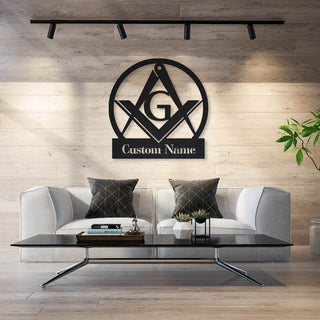 Masonic Freemasonry Monogram Metal Wall Sign Masonic Farmhouse Decor Office Housewarming Outdoor Metal Sign Decorations