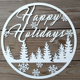 Happy Holidays Metal Wall Sign Winter Steel Decor Decorations