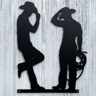 Two Cowboys Metal Sign Cutout Cut Metal Sign Wall Metal Art Decorations