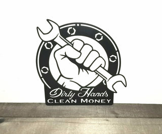 Dirty Hands Clean Money Sign Father's Day Gift Garage Decor Gift For Dad Husband Father Grandpa Son Boyfriend Decorations