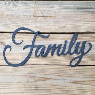 Family Script Metal Sign Black Steel Script Wall Hanging Metal Art Decorations