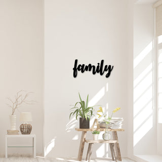 Family Word Sign Metal Wall Decor Family Sign Script Words For The Wall Steel Letters Photo Wall Grouping Words Decorations