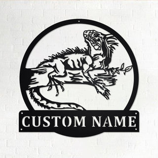 Custom Iguana Lizard Personalized Iguana Lizard Name Sign Decoration For Room Iguana Lizard Metal Custom Lizard Decorations