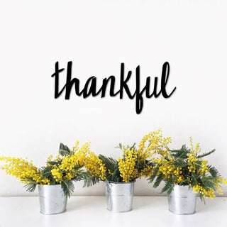 Metal Thankful Sign Script Font Cutout Rustic Thanksgiving Decor Sign For Fall Cursive Word For The Wall Decorations