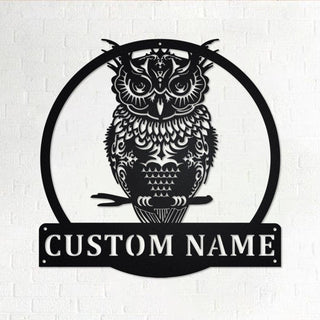 Custom A Dark Owl Personalized Dark Owl Name Sign Decoration For Room Dark Owl Metal Custom Dark Owl Dark Owl Decorations