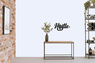 Hustle Script Metal Word Sign Rustic Metal Sign Cursive Farmhouse Decor Housewarming Gift Steel Word Art Decorations