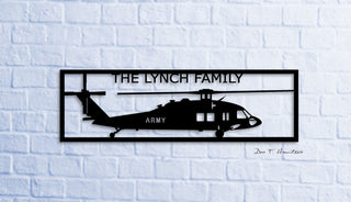 Uh60 Army The Lynch Family Black Hawk Multirole Combat Helicopter Metal Sign Cut Metal Sign Wall Decor Decorations