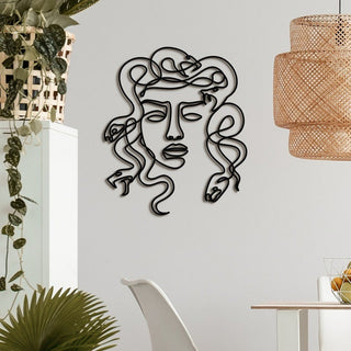 Medusa Gorgon Line Art Metal Sign Living Room Bedroom Wall Decor Boho Wire One Line Art Decorations