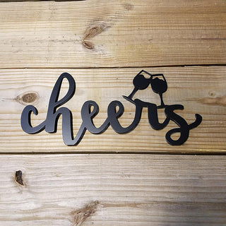 Cheers Script With Wine Glasses Metal Sign Home Bar Wall Sign Housewarming Gift Wine Wall Decor Decorations