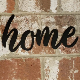 Home Script Metal Sign Steel Metal Wall Decor Black Powder Coated Home Sign Housewarming Gift Decorations