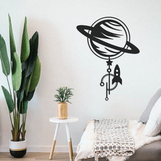 Saturn Metal Wall Decor Rocket Space Wall Decorhousewarming Gift Living Room Wall Artplanet Decor Decorations