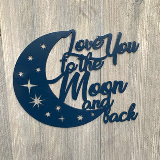 Love You To The Moon & Back Metal Sign Cutout Cut Metal Sign Wall Metal Art Decorations