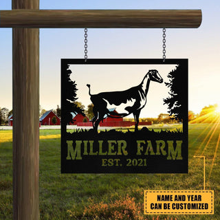 Personalized Metal Farm Sign Lamancha Goat Monogram Custom Outdoor Farmhouse Front Gate Ranch Stable Wall Decor Art Gift Decorations