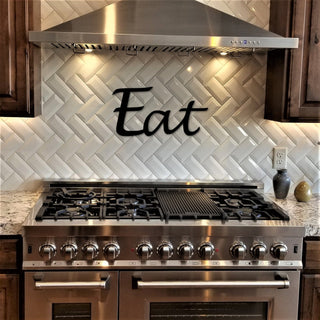 Eat Metal Sign Script Word Kitchen Sign Metal Wall Decor Word Art Kitchen Eat Sign Cursive Font Let's Eat Sign Kitchen Decor Decorations