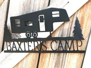 Camper Family Name Metal Art Camper Sign Family Name Sign Personalized Camp Metal Sign Decorations