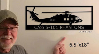 Uh60 Army C Co 5101 Phantoms #448 Black Hawk Multirole Combat Helicopter Metal Sign Cut Metal Sign Wall Decor Decorations