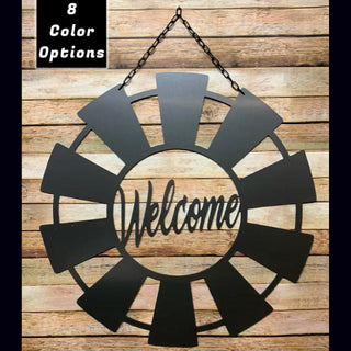 Welcome Sign For Front Porch Windmill Design Cut Metal Sign Wall Metal Sign Decorations