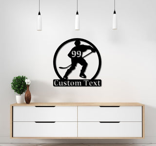 Hockey Player Metal Decor Custom Hockey Sign Outdoor / Indoor Wall Decor Non Rust Metal Decor Personalized Wall Decor Decorations