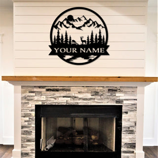 Deer Scene Name Sign Custom Metal Last Name Sign The Great Outdoors Family Name Sign For Cabin Housewarming Gift Decorations