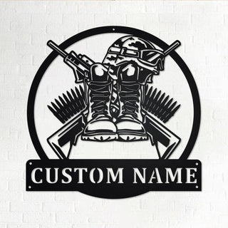 Custom Boots Guns Veteran Personalized Veteran Name Sign Decoration For Room Veteran Metal Custom Veteran Decorations