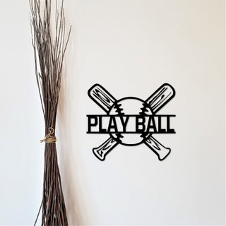 Play Ball Baseball Sign With Baseball And Bat Baseball Door Hanger Baseball Gifts Baseball Room Decor Kids Room Art Decorations