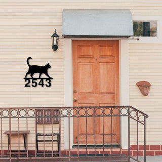 Custom Cat House Number Sign Personalized Metal Decorative Address Number Marker Customized House Numbers Sign Decorations