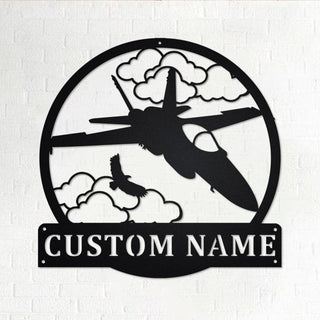 Custom Jet Fighter Personalized Jet Fighter Name Sign Decoration For Room Jet Fighter Metal Custom Jet Fighter Decorations