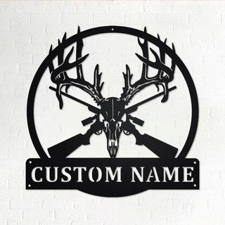 Custom Deer Skull Hunting Personalized Deer Hunter Name Sign Decoration For Room Deer Hunting Custom Hunting Decorations