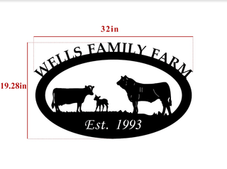 Huge Farm Signcow Calf Bull Metal Sign With Metal Letter Farm Name Metal House Sign Decorations